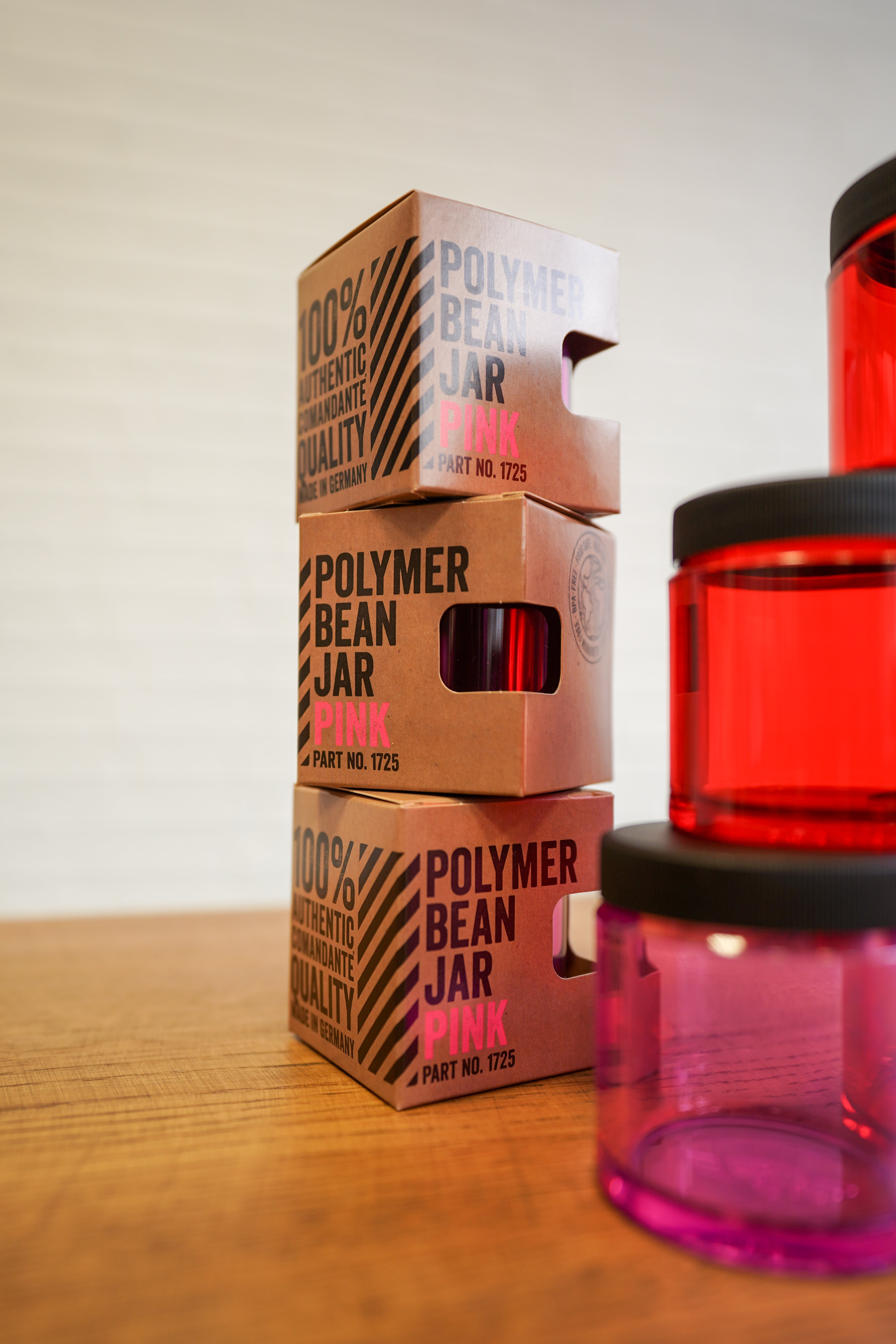 Polymer Bean Jar + lid, red